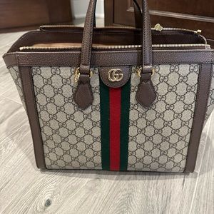Gucci Ophidia Handbag with zipper two handles. Classic GG design- pristine!